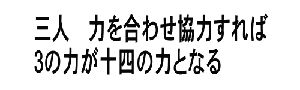 三人　力を合わせ協力すれば 